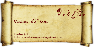 Vadas Ákos névjegykártya